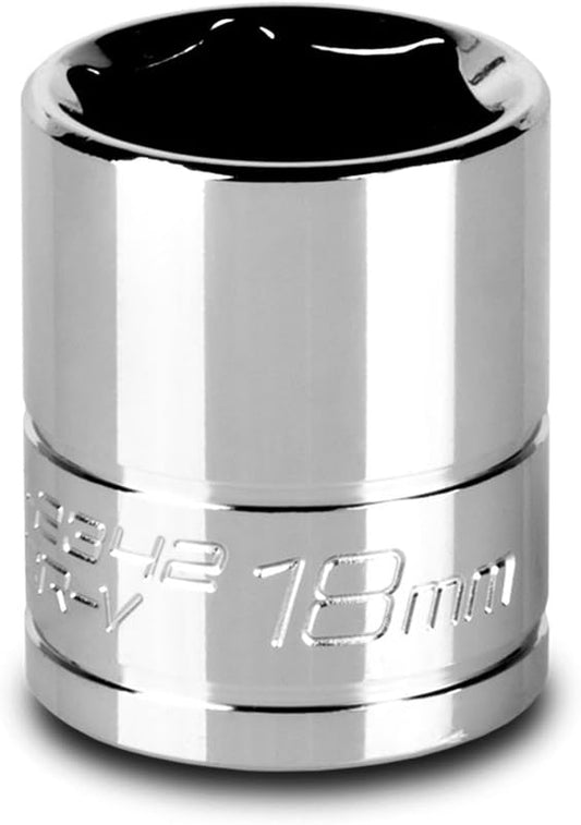 Capri Tools 18 mm Shallow Socket, 3/8-Inch Drive, 6-Point, Metric