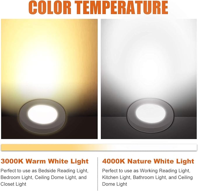 Facon 7.5-Inch 12V LED RV Ceiling Dome Light with Touch Dimmer Switch, 3000K/4000K Adjustable Color Temp, 12Volts Interior Light for RV Motorhome Camper Marine, ETL Listed