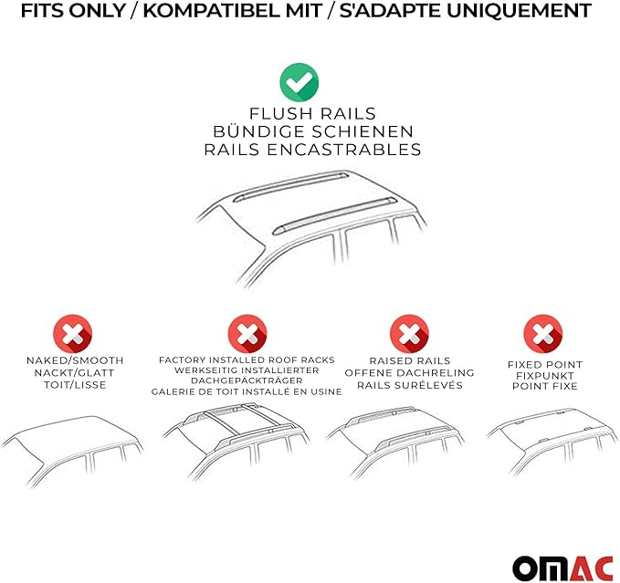 OMAC Roof Rack Cross Bars for Ford Fusion 2016-2020 Wagon Heavy Duty-Lockable 220Lbs Aluminium Silver 2Pcs fits Cargo Carriers Kayak Canoe Bike Snowboard