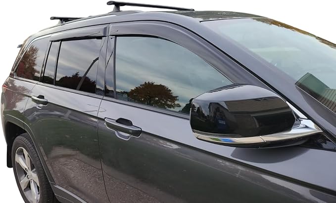 2022-2026 Tape-On Rain Guards for Jeep Grand Cherokee Side Window Visor Deflectors Laredo Altitude Limited Trailhawk Overland Summit Reserve Durable Tinted Shades 2023 2024 2025