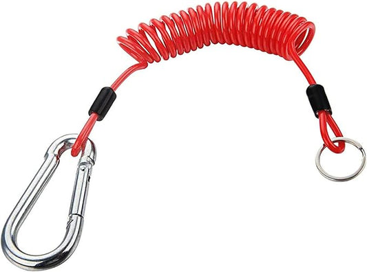 FizLig 6ft Breakaway Trailer Cable 1 Pack - Coiled Spring Wire, Emergency Brake Safety Cable for RV Camper 5th Wheel Trailer Towing Accessories