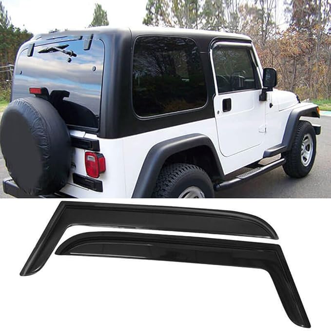 Original 2pcs Rain Guards Set, Outside Mount Window Deflectors, Good Looking Side Window Visors Compatible with 1997-2006 Jeep TJ 1997-2006 Jeep Wrangler |92054|
