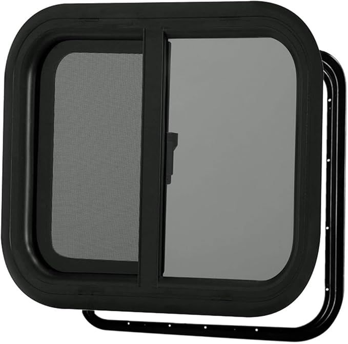 ProFlex RV Horizontal Sliding Window 30" W x 20" H – Heavy Duty Ultra Thick 5mm Tempered Glass, RV Camper Windows Replacement with Trim for 1-1/2’’ Wall Thickness – Easy Installation, DOT Certified