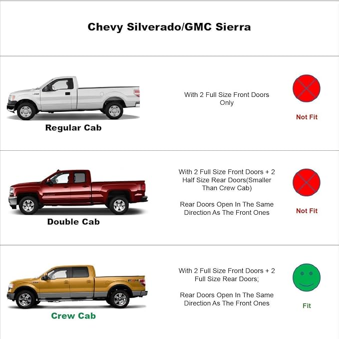 94515 Window Visor Wind Deflectors for 2007-2014 Chevy Silverado/GMC Sierra 1500/2500HD/3500HD Crew Cab & Yukon XL/Suburban/Avalanche,Rainproof Sunproof Protective Replacements Rain Guards