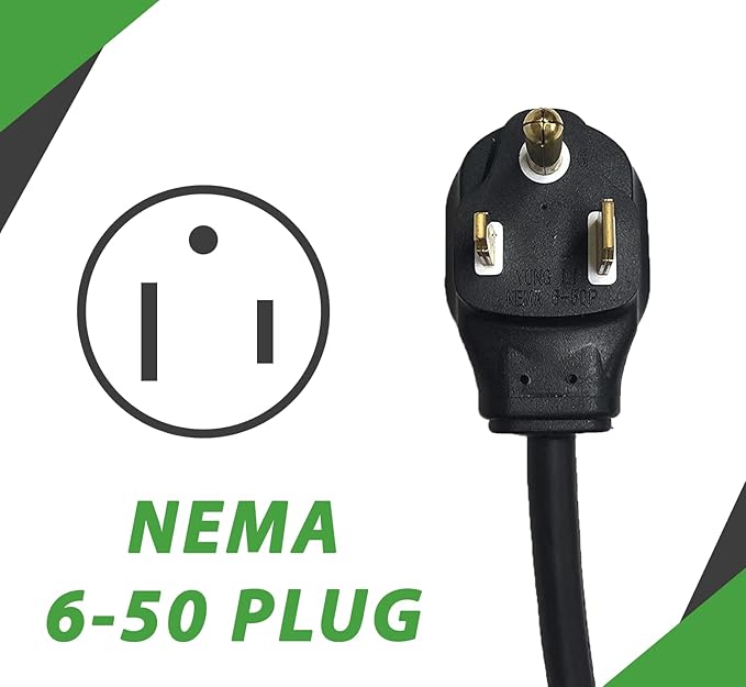Primecom (NACS) EV Charger Mobile Connector, 40 Amp, Long Cord 30ft, 40ft, 50ft Level 2 Electric Vehicle Charging Station for Tesla, Hyundai Ioniq, Kia EV6 EV9 (6-50 Plug, 50 Feet)