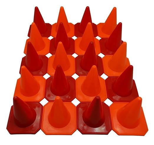 Bluedot Trading 4” Plastic Sports Cones | Agility Cones Games, RC Racing, Outdoor Activities, Soccer Training, Party Games & Decorations - Orange & Red Cones – Set of 20