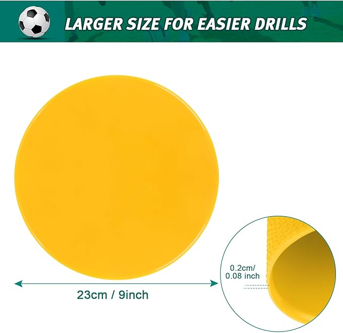Spot Markers Rubber Floor Dots 9inch Non Slip Agility Dots Flat Cones for Kids Sports Soccer Basketball Training, Gym Training, Preschool Kindergarten Classroom