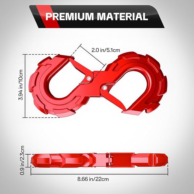 S-Shape 3/8 Winch Shackle, Heavy Duty Winch Hook, Galvanized to Prevent Rust, Vehicle Recovery Hook for Towing SUV, ATV, Trucks, Trailers (Red)