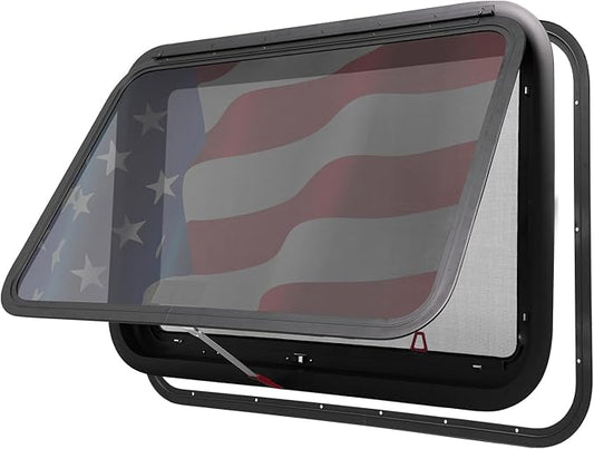 RV Window | 36" W x 22" H | RV Exit Window | Tempered Glass &Trim Set | DOT Certification Qualified