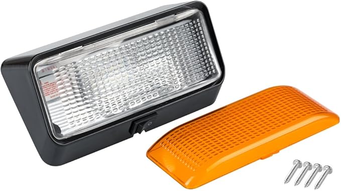 Lumitronics 12V LED Exterior Outdoor Porch Light with On/Off Switch, Removable Clear & Amber Lenses Perfect Outside Replacement Lights for RVs, Motorhomes, Campers, 5th Wheels, Trailers (Black)