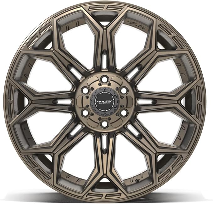 4PLAY Wheels 4P83 22 Inch Rims and Tires Fit 6x135 & 6x139.7 22x10 Satin Bronze - TerraMax RT 33x12.50/22 (Set of 4)