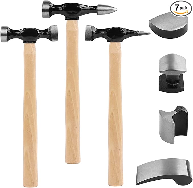 SWANLAKE 7 Piece Auto Body Repair Kit, Auto Body Tools, Auto Body Repair Tools with Carbon Steel Hammer Heads