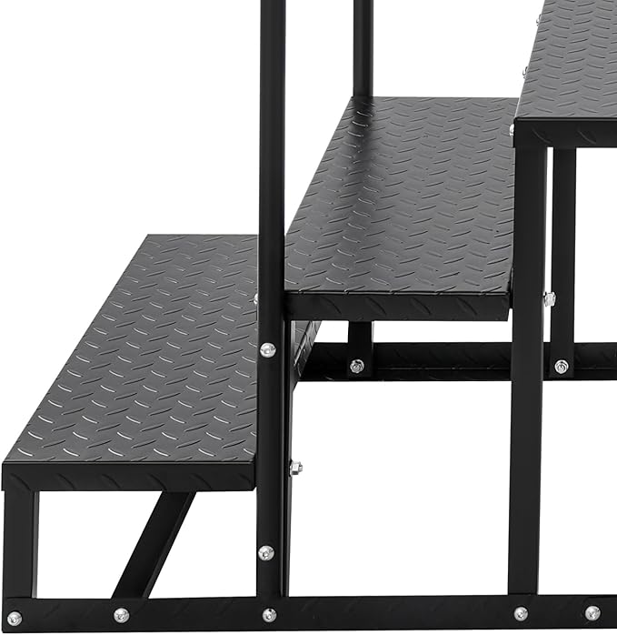 5-Step RV Steps with Handrail, Heavy Duty Carbon Steel Freestanding Outdoor Stairs for RV Camper Mobile Home Pool Hot Tub, Portable Staircase (5 Steps)