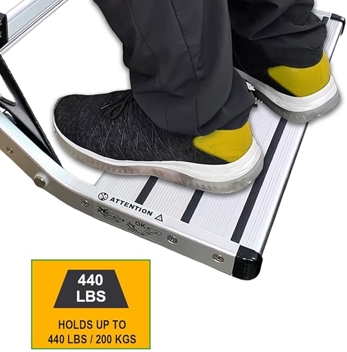 GEARFLAG Manual RV Step – Folding Aluminum Entry Step with Anti-Slip Surface, 440 lbs Capacity – for Camper, Trailer, Motorhome