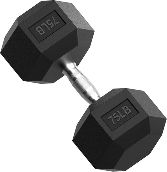 PAPABABE HEX Dumbbell Set 2.5-125lb, Rubber Encased Home Gym Dumbbells, Exercise & Fitness Weights Dumbbells for Women & Men, Hand Weight for Strength Training