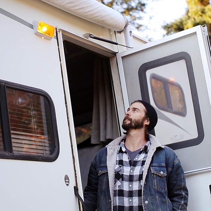 Lumitronics 12V LED Exterior Outdoor Porch Light with On/Off Switch, Removable Clear & Amber Lenses Perfect Outside Replacement Lights for RVs, Motorhomes, Campers, 5th Wheels, Trailers (White)