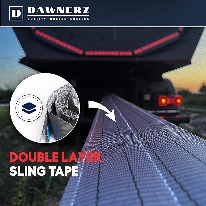 Heavy Duty Tow Strap 70000 lbs Minimum Break Strength 30ft - Recovery Tow Rope for Truck Van RV 35 US Tons 7.5 m