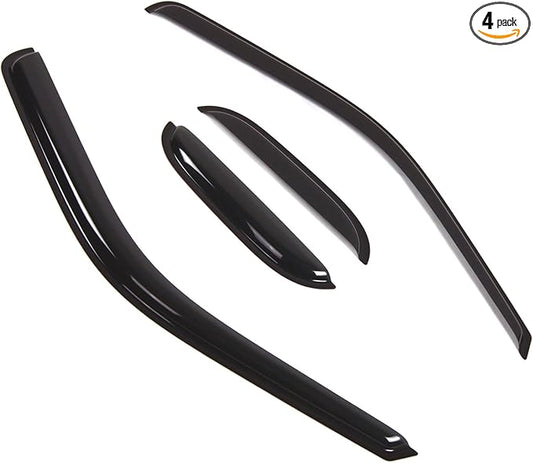 TuningPros Outside Mount Window Vent Visors Rain Guards Compatible with Ford F-350 SuperCab 1999-2016 | Side Window Wind Deflectors Rain Shields | Smoke Tinted, 4 Pcs Set, DGWV-477-3