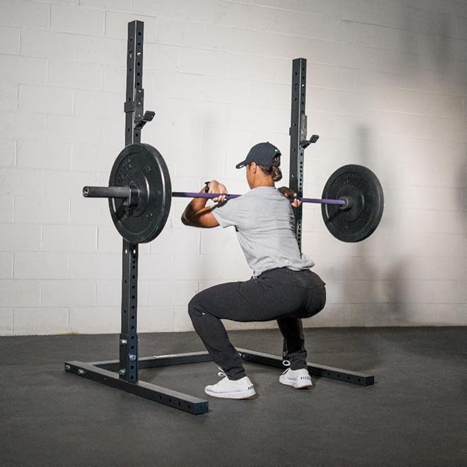 Titan Fitness T-3 Series 73.5" Squat Stand, 1,000 LB Capacity, Short Squat Rack for Home Gym, Space Saving Power Rack with Westside Hole Spacing, J-Hooks