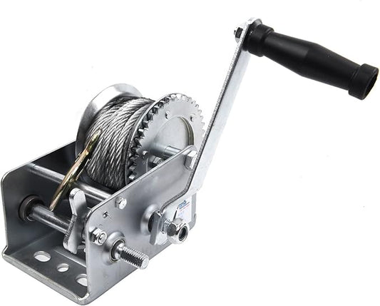 2500lbs Cable Hand Winch Boat Trailer Winch Two-Way Ratchet Gear Manual Winch Hand Crank Ratchet with Cable and Pulley Crane Weight Moving for ATV Truck Towing