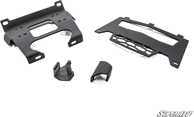SuperATV 3500 lb Black Ops Winch with Heavy Duty Winch Mounting Plate for 2016+ Polaris General/General 4 / General XP/General XP4 | Complete kit ready for install
