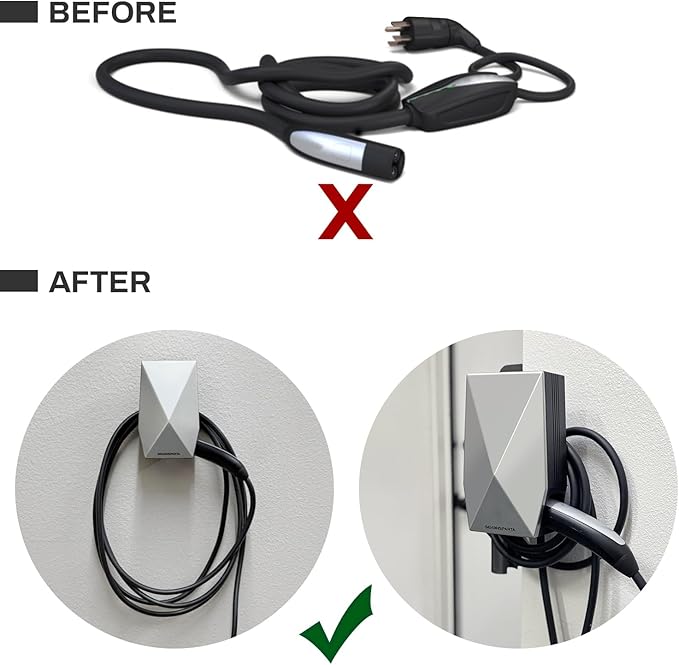 Upgraded Aluminum Charging Cable Holder with Chassis Bracket Compatible with Tesla Cybertruck Model 3 Model Y Model X Model S Charger Cable Organizer Accessories for Wall Connector,Improved Slot