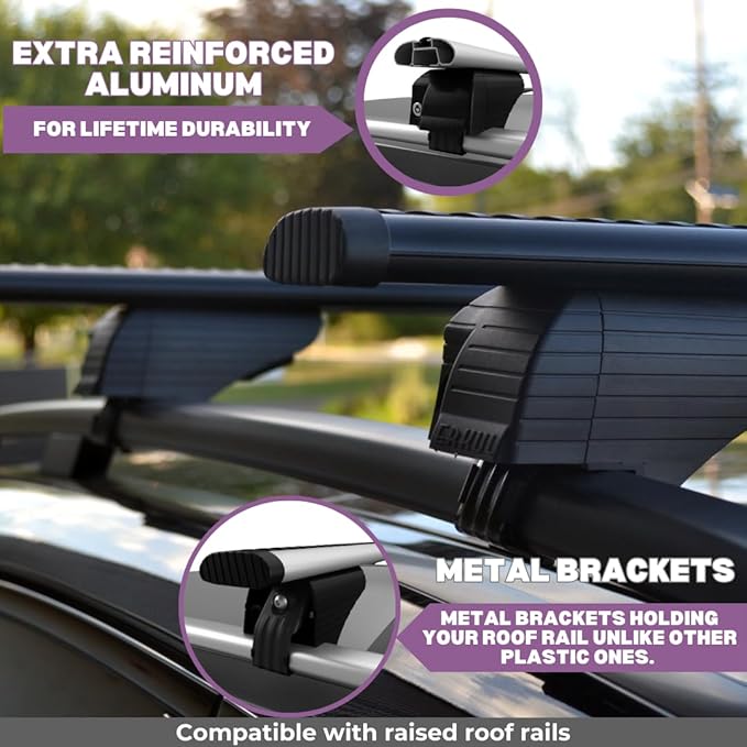 ERKUL Roof Rack Cross Bars for Mercedes Benz GLE (V167) 2019-2026 | Aluminum Crossbars with Anti Theft Lock for Rooftop | Compatible with Raised Rails - Silver