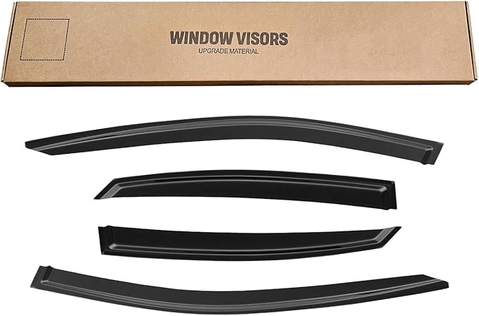Window Rain Guards for Kia Forte 2019-2024, Window Visor Guard Vent Wind Shade Deflector Rain Shield Protector Sun Visor Extra Durable 2020 2021 2022 2023, Tape-on/Outside-Mount, 4 Pieces