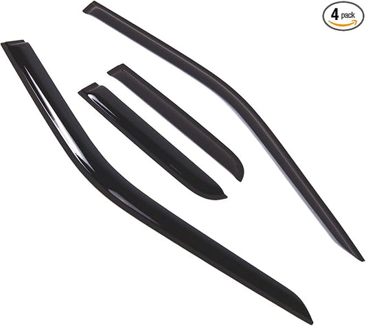 TuningPros Outside Mount Window Vent Visors Rain Guards Compatible with Ford F-150 SuperCab 2015-2016 | Side Window Wind Deflectors Rain Shields | Smoke Tinted, 4 Pcs Set, DGWV-793