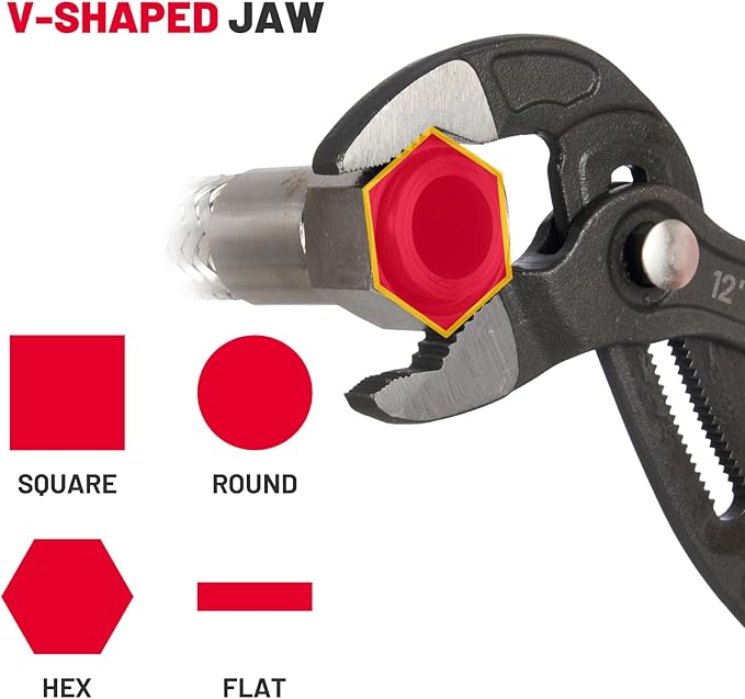 BLACK CANYON Groove Joint Plier 12in, V-Jaw Tongue and Groove Plier with Fast Adjustable 30 Jaw Positions, 50 Cr-V Steel, Ergonomic Handle for Automotive Repairs, Nuts, Bolts, Plumbing, Gripping