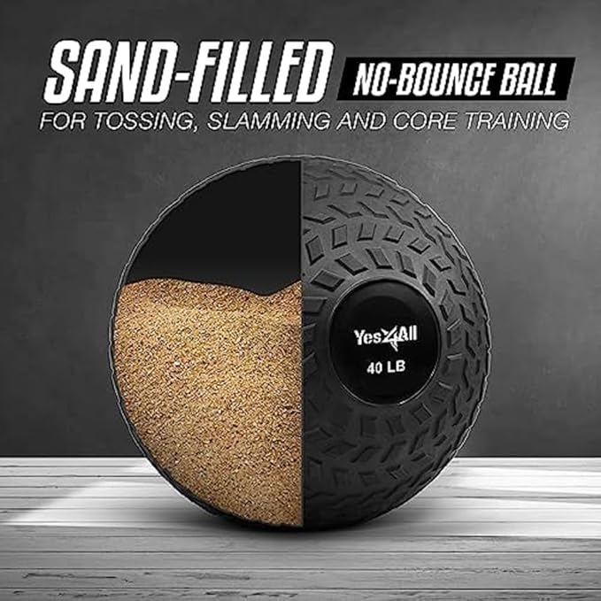 Yes4All Slam Balls, 10-40lb Weighted Ball Weight, Durable PVC Sand Filled Workout Dynamic Slam Ball for Core Strengthen