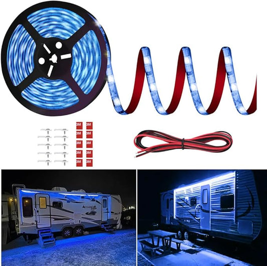 RV Awning LED Light Strip, 13FT 12V for Camper Motorhome Travel Trailer Concession Stands Food Trucks, Waterproof Exterior for Party BBQ