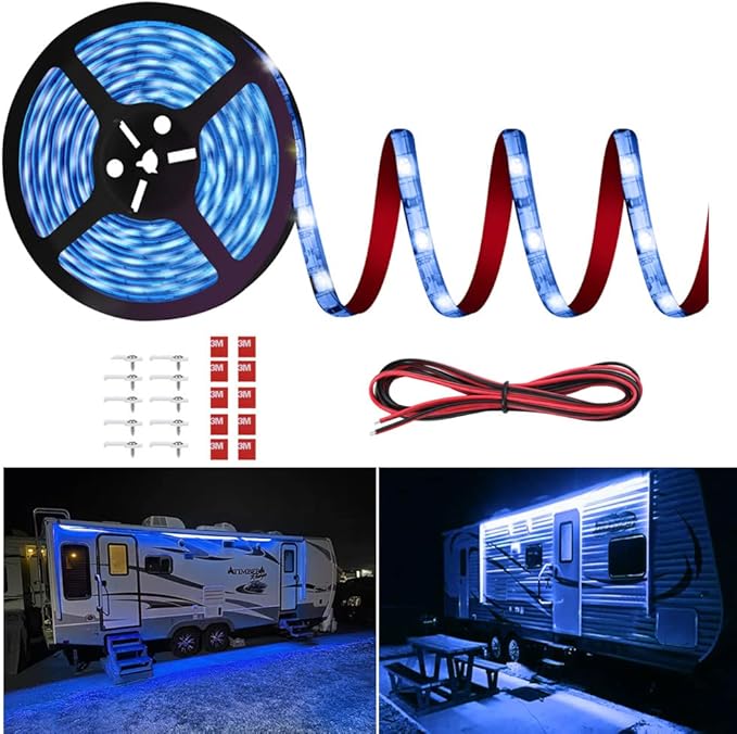 RV Awning Led Lights, 20FT 12V Camper Awning Lights for Camper Motorhome Travel Trailer Concession Stands Food Trucks, Waterproof RV Exterior Awning Light Strip for Party BBQ