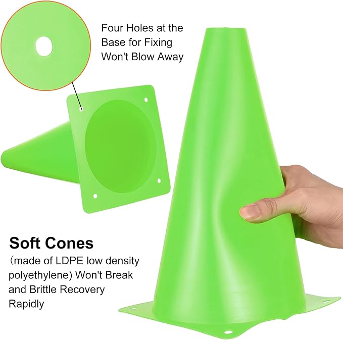 30 Pieces 9 Inch Traffic Cones Plastic Sport Agility Training Safety Cones Soccer Practice Equipment for Basketball Football Drills Exercise, Outdoor Activity and Events
