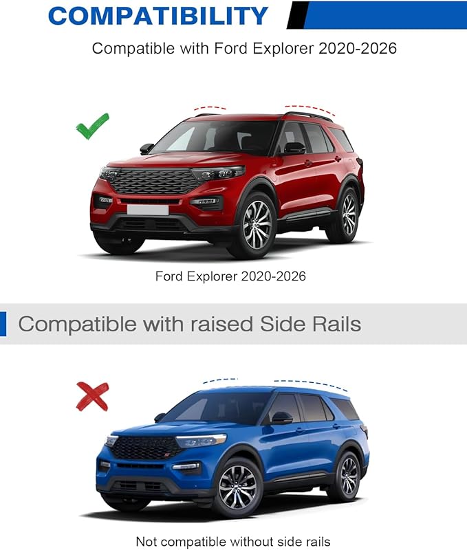 300lbs Lockable Roof Rack Cross Bars Compatible with Ford Explorer 2020 2021 2022 2023 2024 2025 2026,Heavy Duty Aluminum Roof Rails Crossbars Black Rooftop Cargo Carrier Luggage