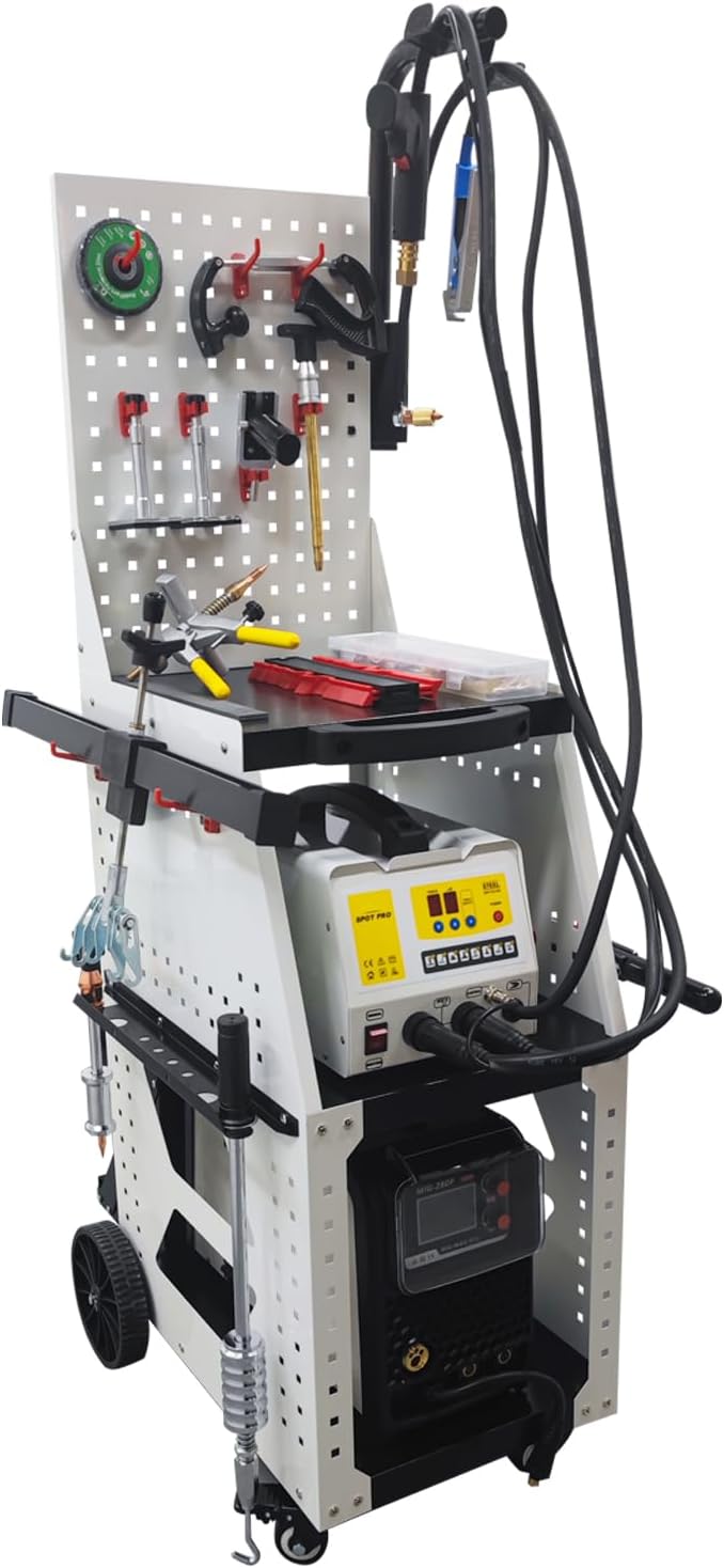Steel Dent Pulling Machine Stud Welder Dent Repair Kit Vehicle Body Repair Dent Removal Tools with Professional Tool Cart 220V (90ES)