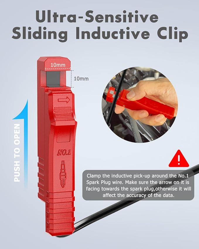 Digital Automotive Timing Light 12V, Inductive Ignition Timing Light Gun with Tachometer for 2&4 Stroke Petrol Engine for Classical Car Motorcycle Marine