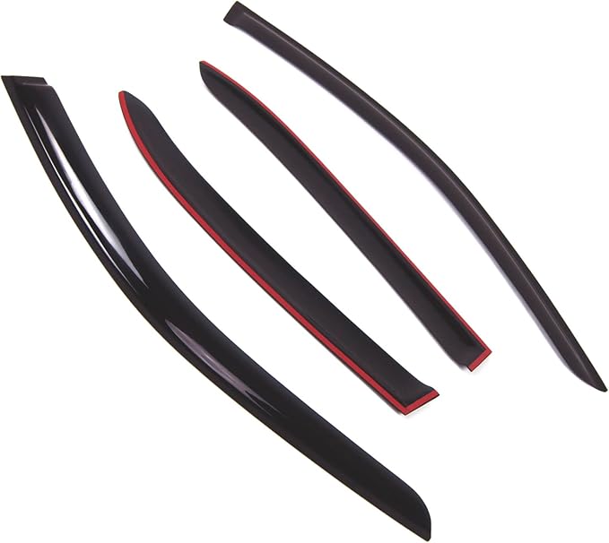 TuningPros Outside Mount Window Vent Visors Rain Guards Compatible with Mercedes E350 E550 2010-2014 | Side Window Wind Deflectors Rain Shields | Smoke Tinted, 4 Pcs Set, DGWV-720