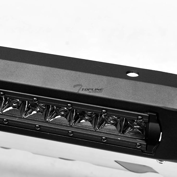 Matte Black AVT Style Aluminum LED Light Bull Bar Brush Push Front Bumper Grill Grille Guard with Stainless Skid Plate Compatible with 07-09 Jeep Wrangler JK