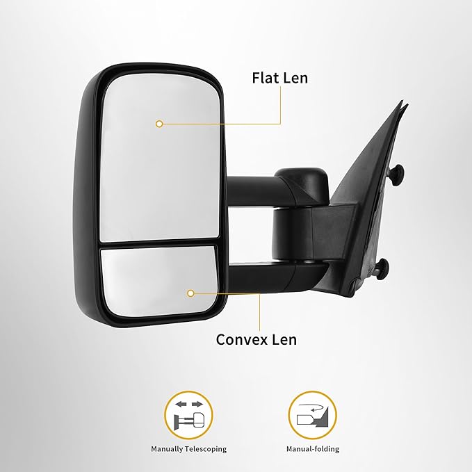 DWVO Tow Mirrors Compatible with 2014 2015 2016 2017 2018 Silverado Sierra 1500, 2015-2018 Silverado Sierra 2500 HD/3500 HD Side Mirrors with Manual Adjusted Telescoping Foldable