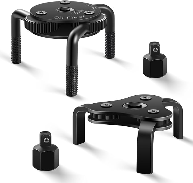 Oil Filter Wrench Adjustable, Universal Oil Filter Removal Tool, Oil Filter Change Set 2-1/2 to 4 inch & 2-3/4 to 5-1/8 inch, 1/2" Drive for Removing Motorcycles Cars Trucks