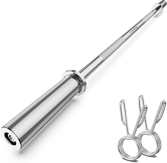 57" Olympic Barbell Bar, 2" Standard Straight Barbell Bars for Weight Lifting Bar for Bench Press/Squats/Hip Thrusts/Lunges/Biceps- Home Gym Weight Bar- 2 Spring Collars(500lb Weight Capacity)