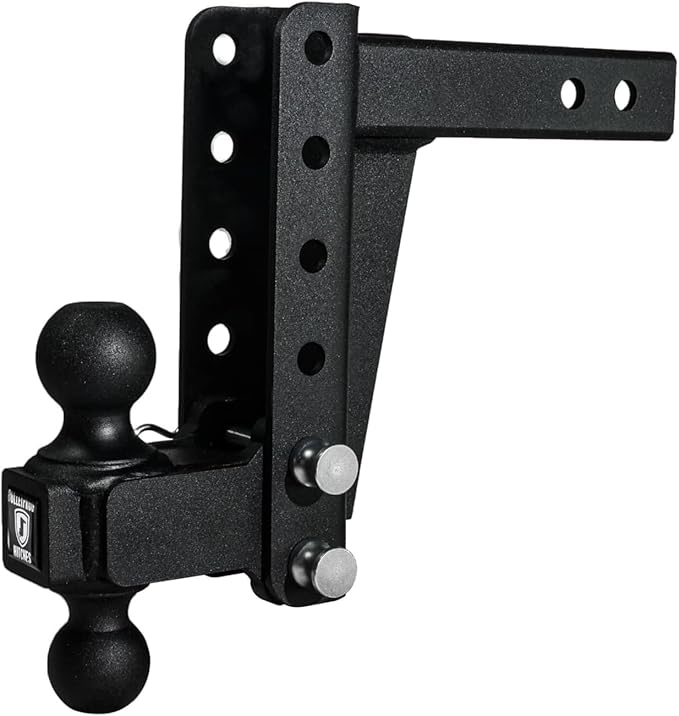 BulletProof Hitches - 2.0" Adjustable Medium Duty Trailer Hitch (14,000 lb. Rating) - 6" Drop/Rise Trailer Hitch with 2" & 2-5/16" Dual Ball - Powder Coat, Box Steel, Corrosion-Resistant