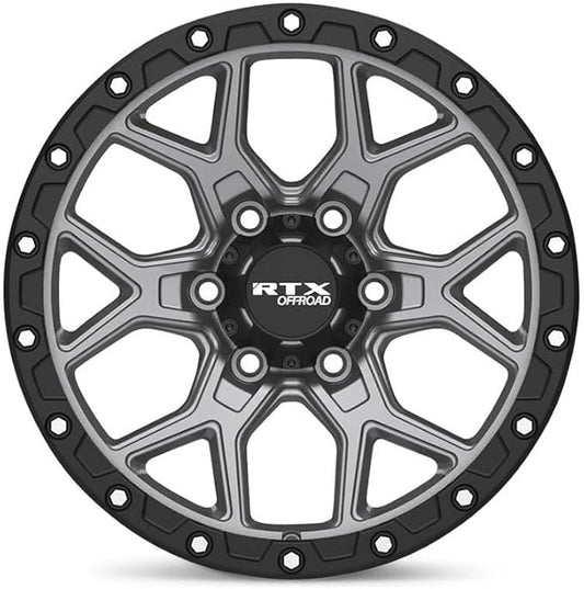 20x9 inch Custom Wheel - Matte Gunmetal with Black Lip and Milled Rivets Offroad Design Aluminum Alloy Rim Offroad Bolt- Pattern 6x139.7 mm Offset 20 mm