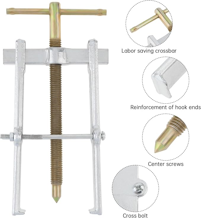 ChgImposs 8 Inch Two Jaw Bearing Puller Tool, Adjustable Carbon Steel Gear Pulley & Flywheel Remover Kit for Motorcycle, Car & Machine Use