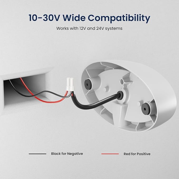 Safoner Aluminum LED RV Porch Light Exterior Oval- 1400LM Bright White & Amber Switchable Lighting, IP67 Waterproof Exterior Fixture- 12V Outdoor Light for Travel Trailer, Camper, Motorhome (White)