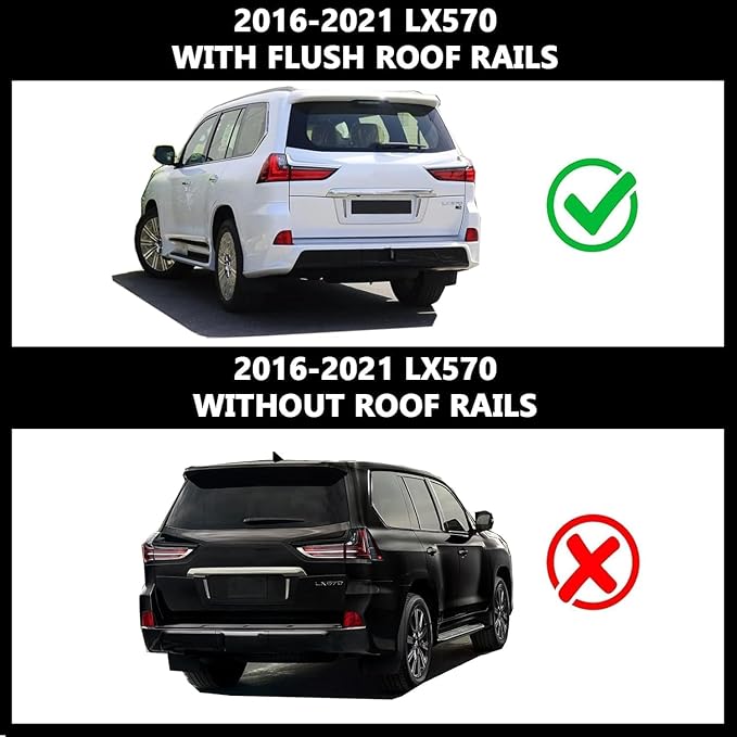 ROKIOTOEX Roof Rack Crossbars - Fit 2016-2021 Lexus LX Flush Side Rail - Panoramic Sunroof - 220LBs Load Bar- Metal Locking Cap - Easy Install & Adjusting - Wind Noise Reduction Strip - Silver Coyote