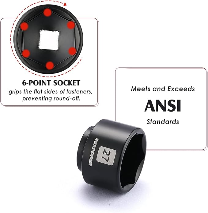 MIXPOWER 5 Pieces 3/8 inch Drive Low Profile Fuel Filter Socket Set, Low Profile Design for Easy Access, Chrome Vanadium Steel for Resist Rust and Corrosion, Low Profile Design for Easy Access