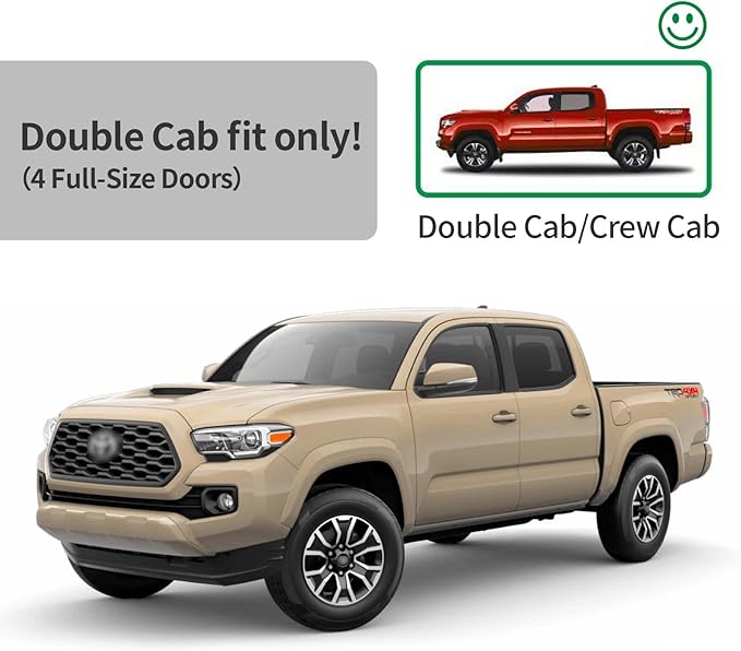 in-Channel Window Rain Guards for 2016-2023 Toyota Tacoma Double Cab/Crew Cab, Window Visor Guard Vent Wind Shade Deflector Rain Shield Protector Sun Visor,Outside-Mount, 4 Pieces, 4 Full-Size Door