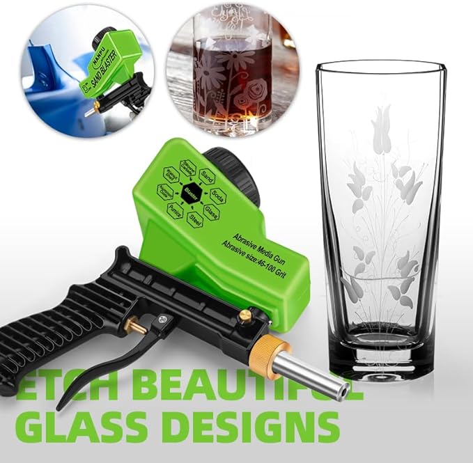 NANPU Light-Duty Air Sandblaster Gun Kit with Gravity Feed, Metal Nozzle, Plastic Body, for Small Project Surface Prep, Paint & Rust Removal, Metal/Wood/Glass Etching, Requires Air Compressor